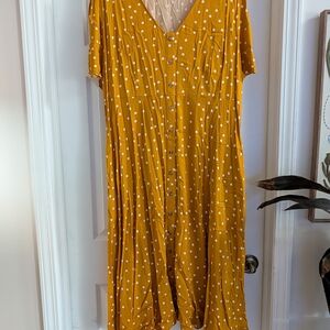 Ava & Viv Yellow Polka Dot Midi Dress